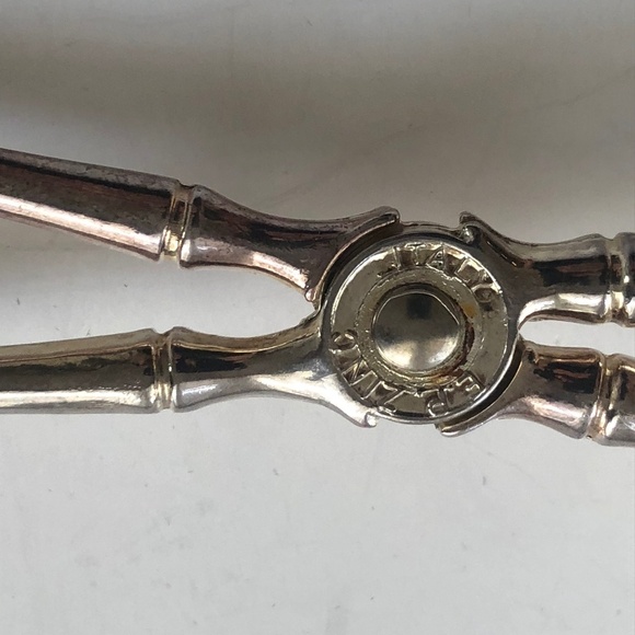 Vintage E P Zinc salad tongs, made in Italy. Natural tarnishing are on spoon - Picture 4 of 7